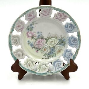 Vintage Ruth Waters Hand Painted Decorative Pastel Roses Plate 8”